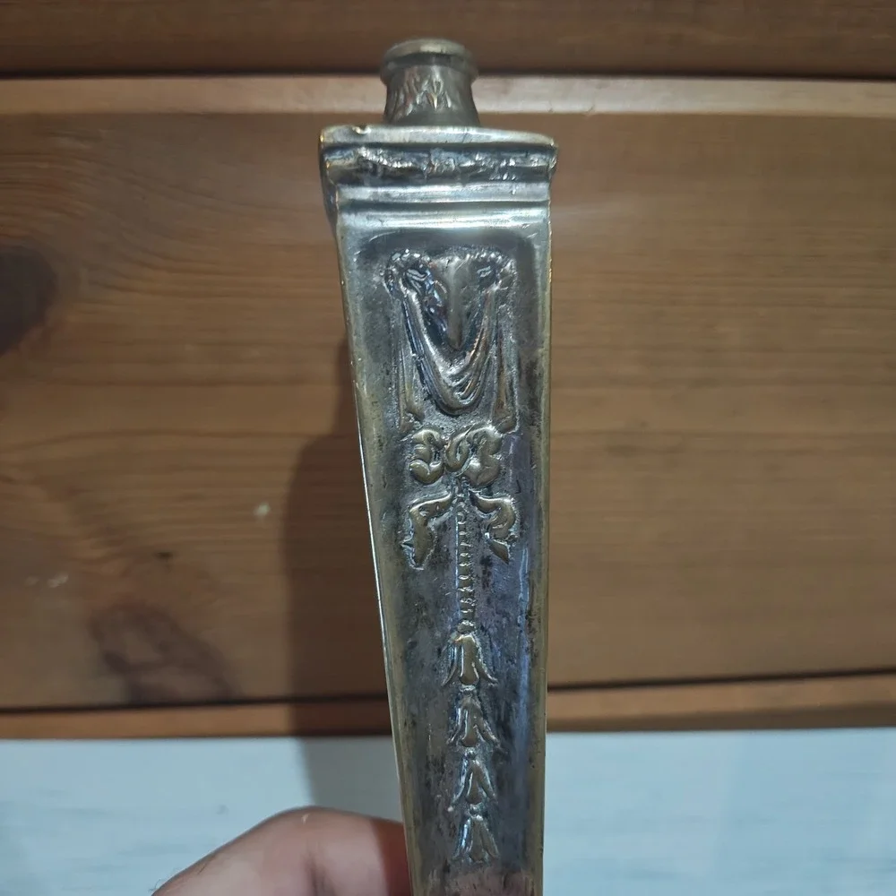 Antique Candlestick Base Filled Silver/Brass Candle Holder Eng 19th Baphomet ZB4